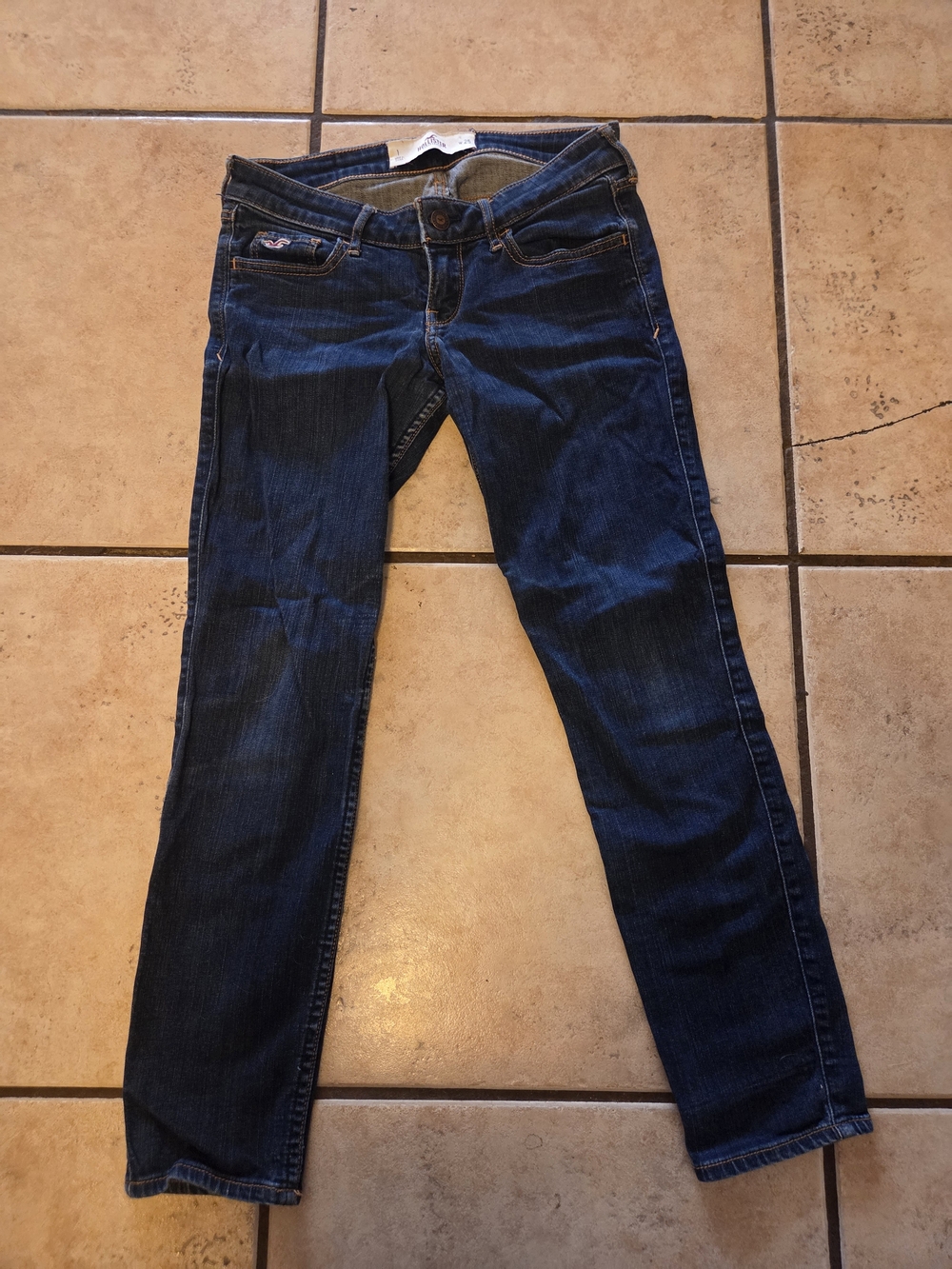 Hollister Women's Skinny Jeans - Dark Blue Denim Size 25